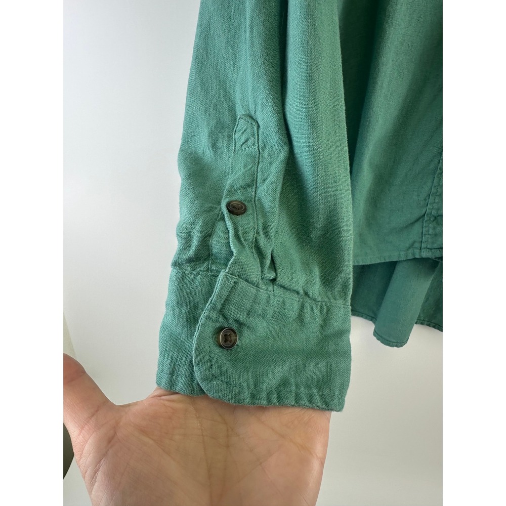 Universal Thread Button Down Green Linen Blend Relaxed Fit Long Sleeve Women XL - Picture 2 of 13
